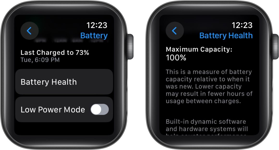 Check battery health in Apple Watch