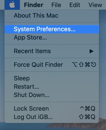 System Preferences by clicking on the Apple Logo in MacbookPro