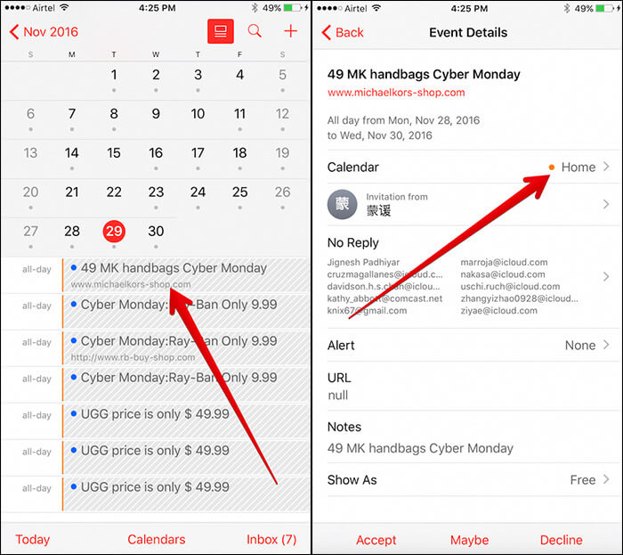 Move Calendar Invitation on iPhone