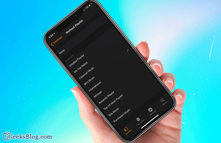 How to setup workout playlist on apple watch