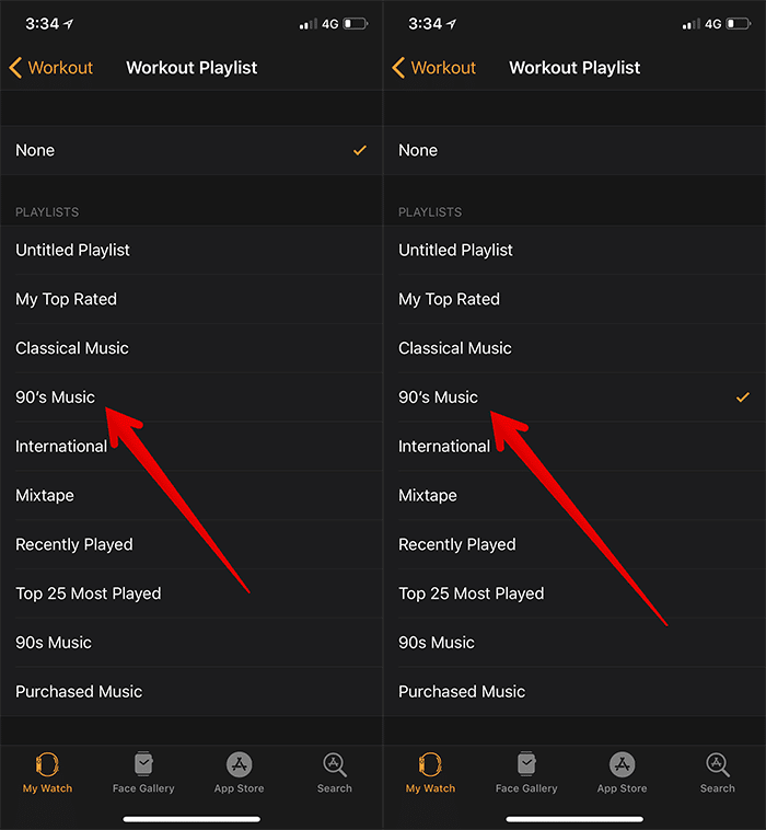 Setup Workout Playlist on Apple Watch