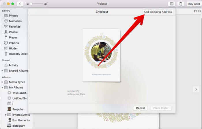 Add Shipping Address in Mac Photos App