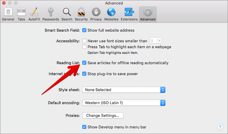 Save articles for offline reading automatically in Safari on Mac