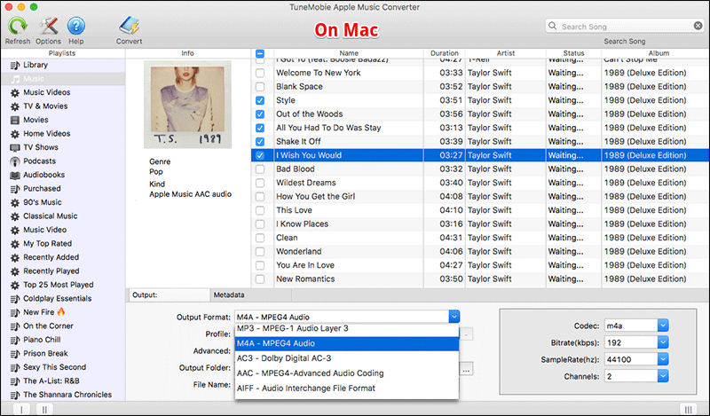 Select Songs in TuneMobie on Mac