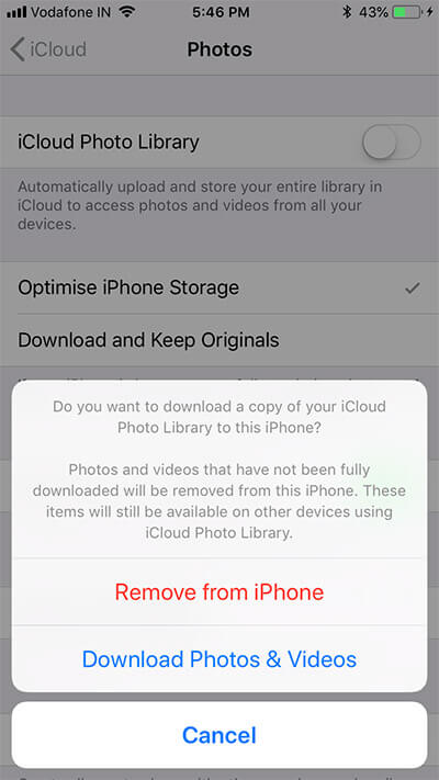 Remove from iPhone and Download Photos & Videos Option in iCloud Photo Library