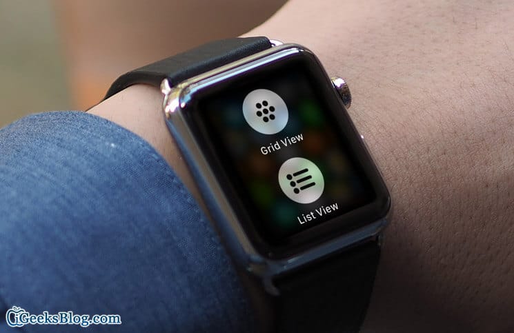 How to switch between list view and grid view on apple watch