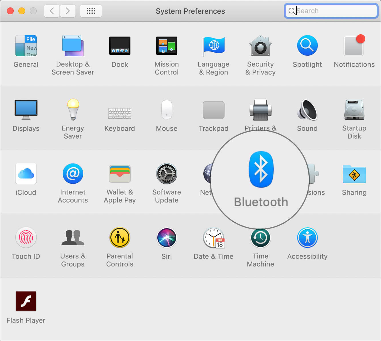 Click on Bluetooth in System Preferences on Mac