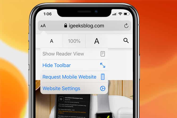 Request Mobile Site in iOS 13 Safari