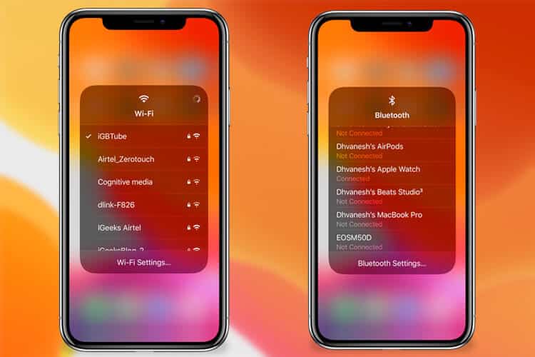 Switch WiFi Networks and Bluetooth Devices Right From Control Center in iOS 13