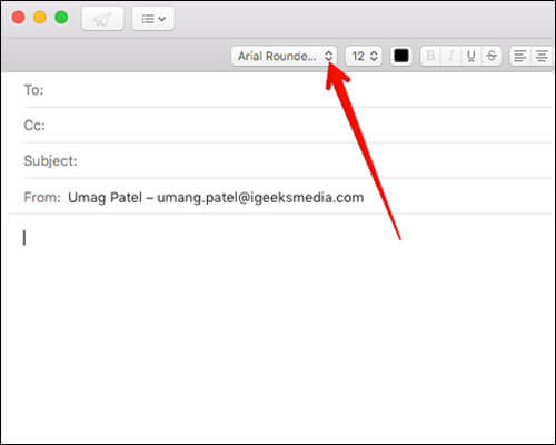 Select Font From Dropdown Menu in Compose on Mac Mail App