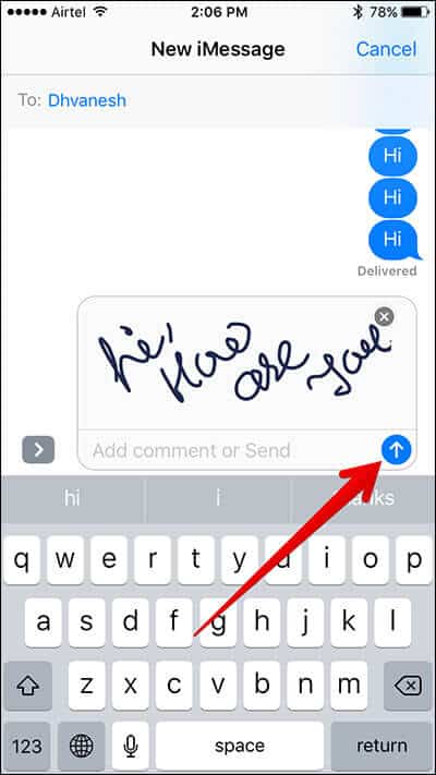 Send Handwritten Messages in iOS 10 on iPhone