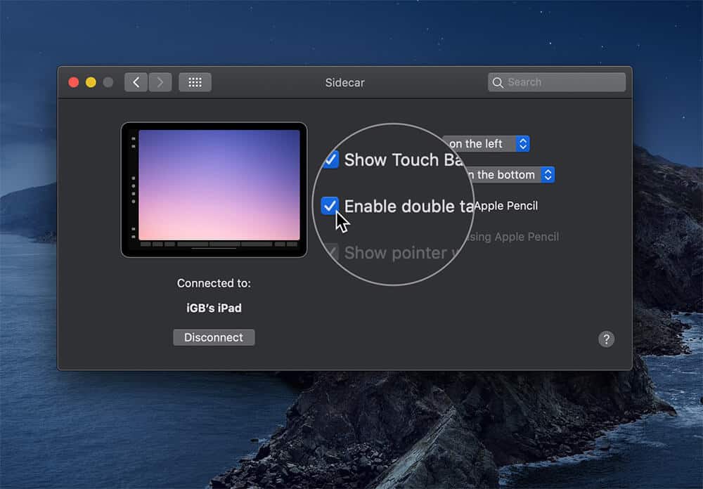 Use Sidecar Settings to Enable or Disable Double Tap on Apple Pencil