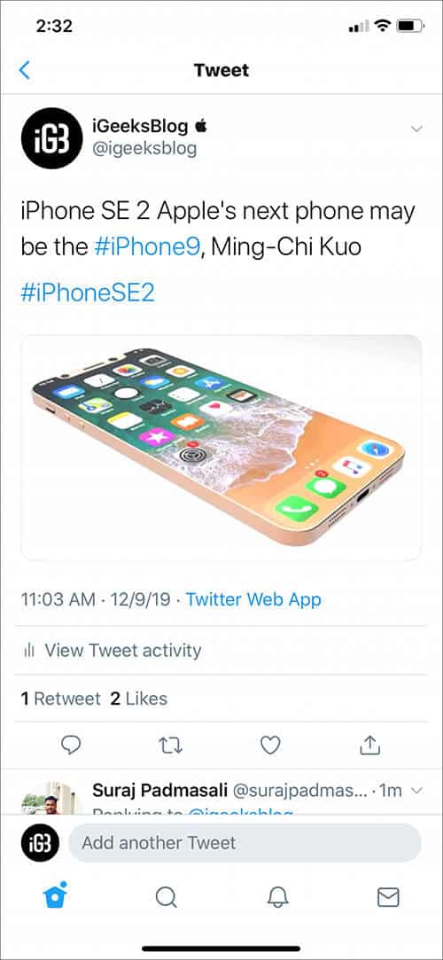 Launch Twitter app and open Tweet replies which you wish to hide on iPhone
