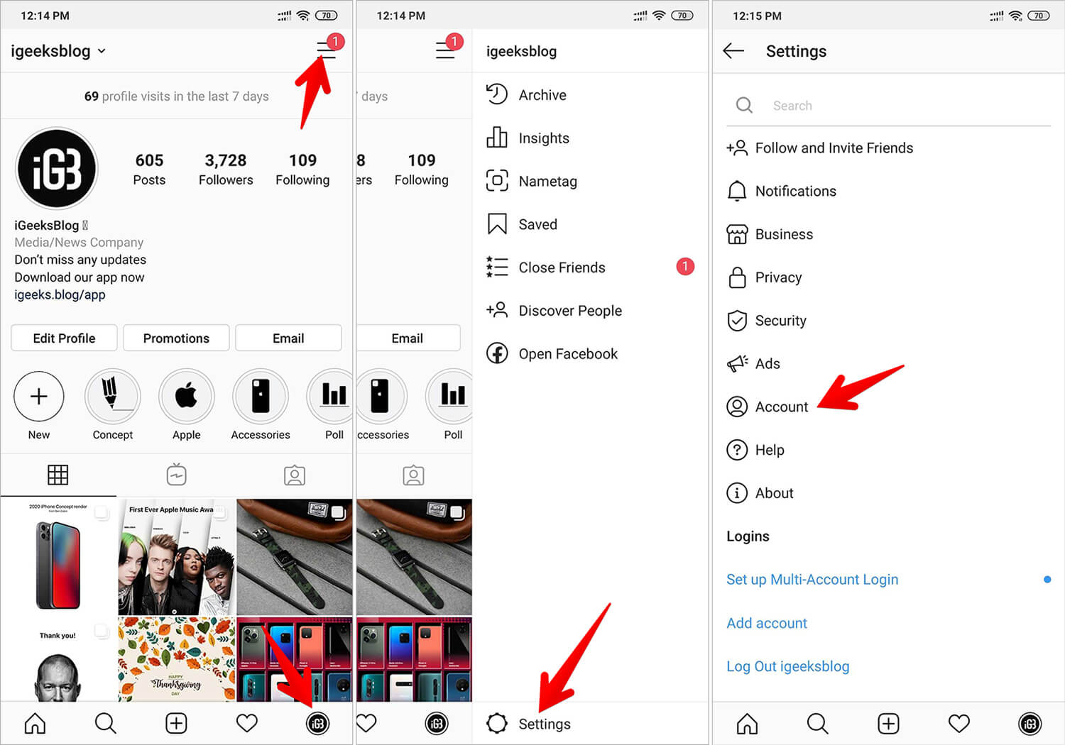 Report Problem Straight Away in Instagram app on android device