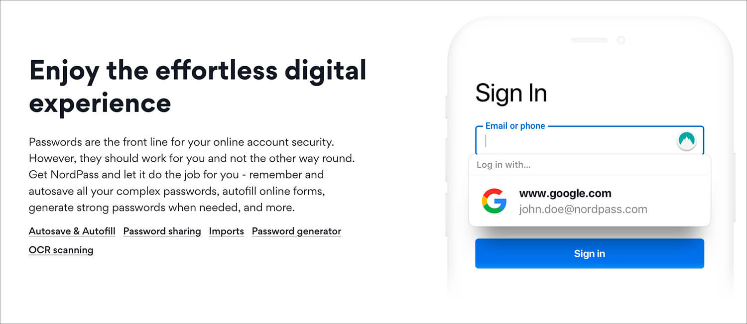 NordPass features a Standard Password Manager