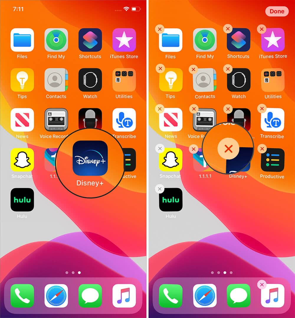Uninstall Disney Plus App from iPhone