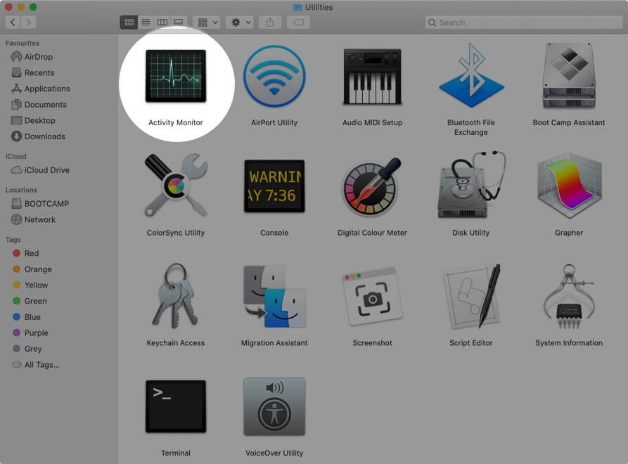 Click on Activity Monitor in Utilites