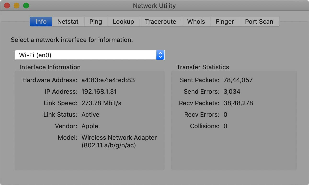 Select Preferred Option from Select a network interface for information