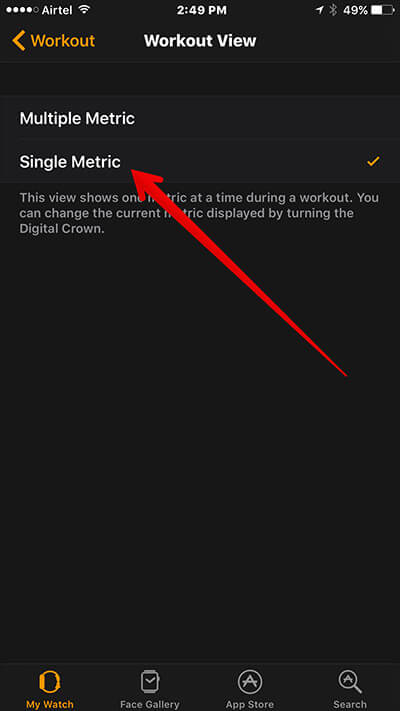 View Single Metric in Workout on Apple Watch