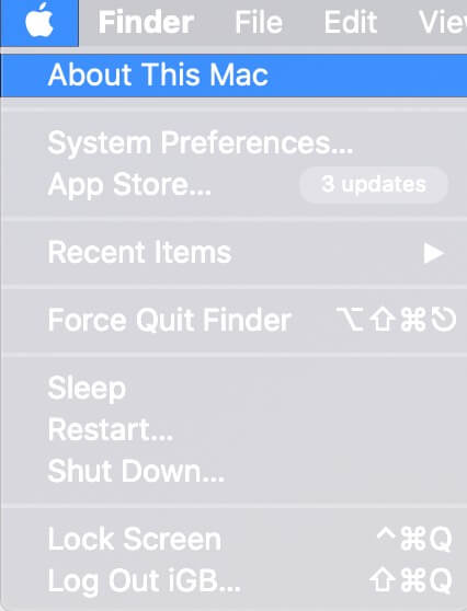 Click on Apple Logo and Select About This Mac