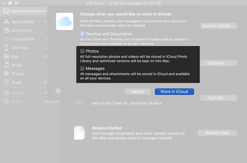 Disable Photos and Messages to Store in Cloud on Mac