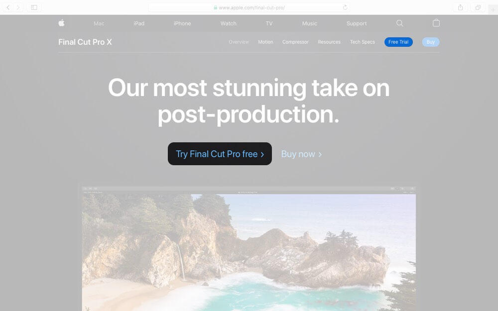 Click on Free Trial for Final Cut Pro on Mac