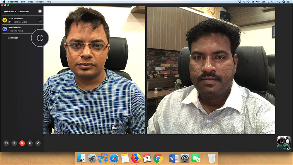 Click on Plus button to add a person to a Group FaceTime call on Mac