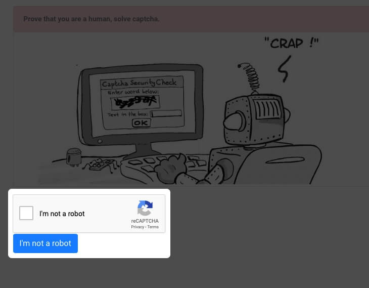 Enter captcha and click on im not robot