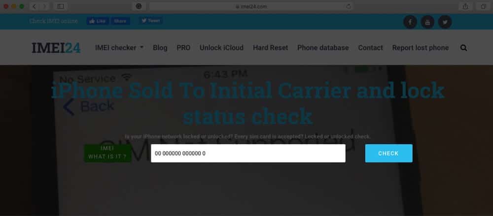 Enter iphones imei number and click on check