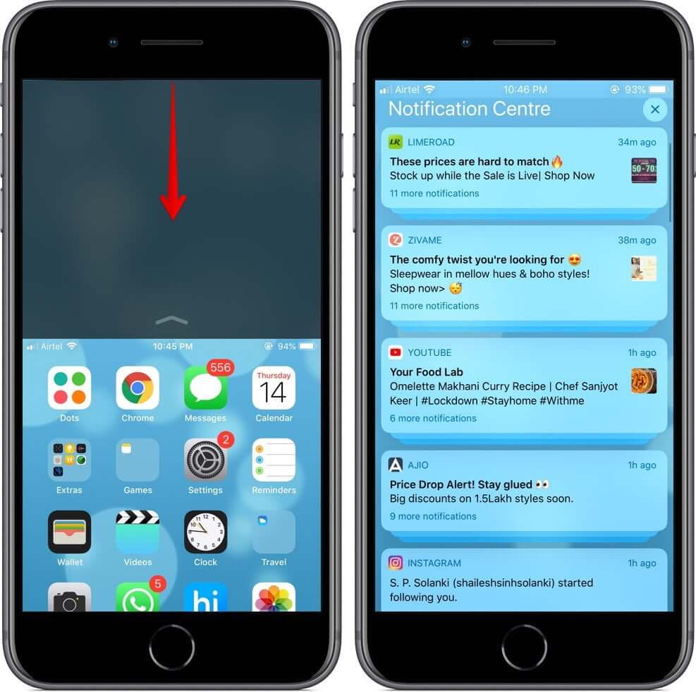 View Notifications while using Reachability on Touch ID iPhone