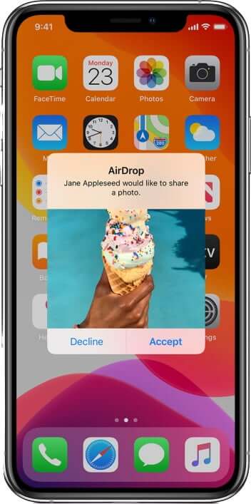 Accept Airdrop on iPhone