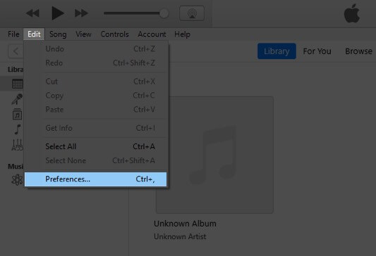 click on edit and then click preferences in itunes on mac