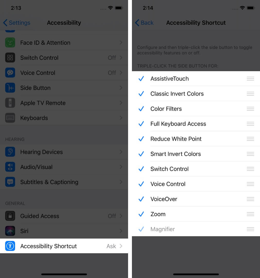 enable and use accessibility shortcut on iphone