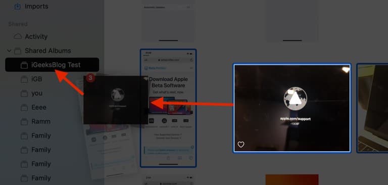 drag photo to shared album on mac