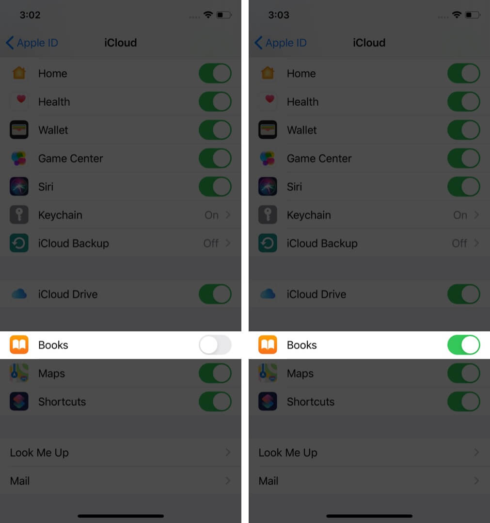 enable books in icloud on iphone