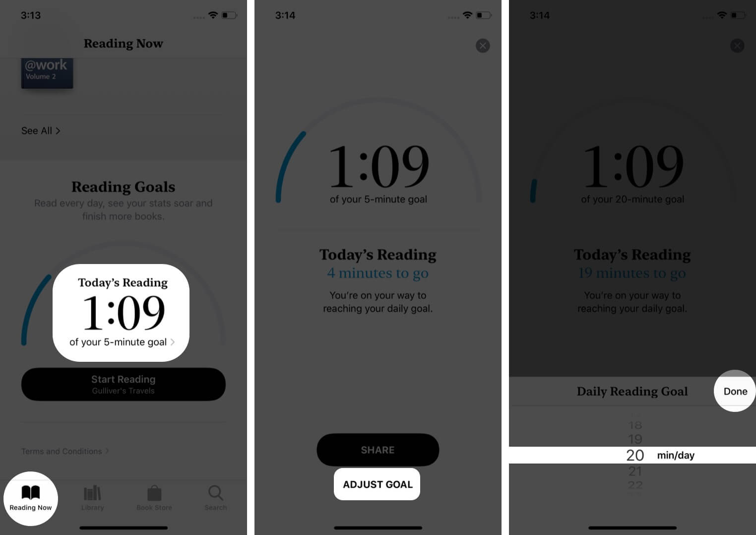 set reading goals in books app on iphone
