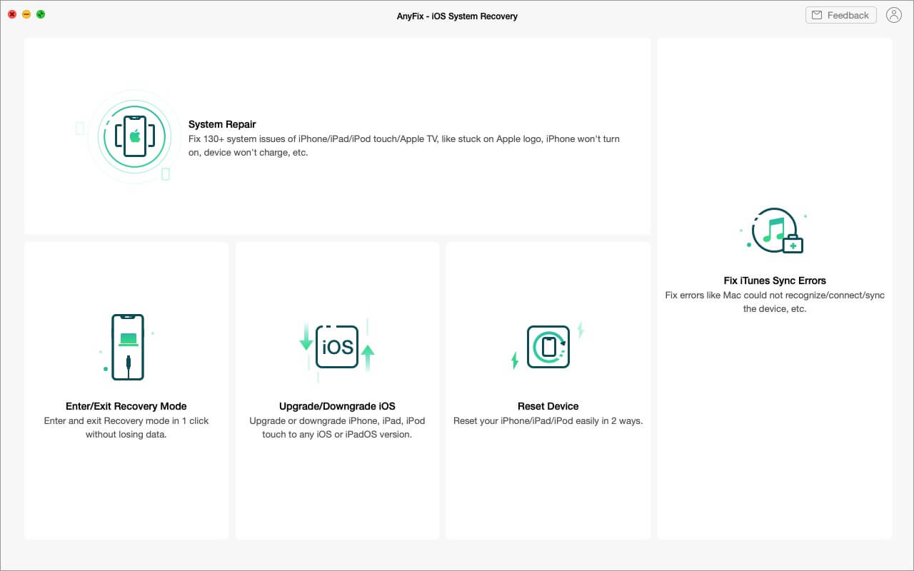 click on system repair in anyfix ios system recovery software