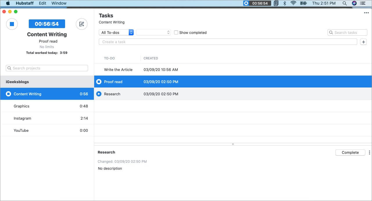 track project or task using hubstaff time tracking software