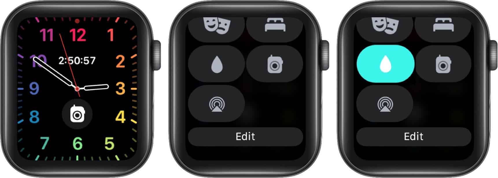 turn on water lock on apple watch