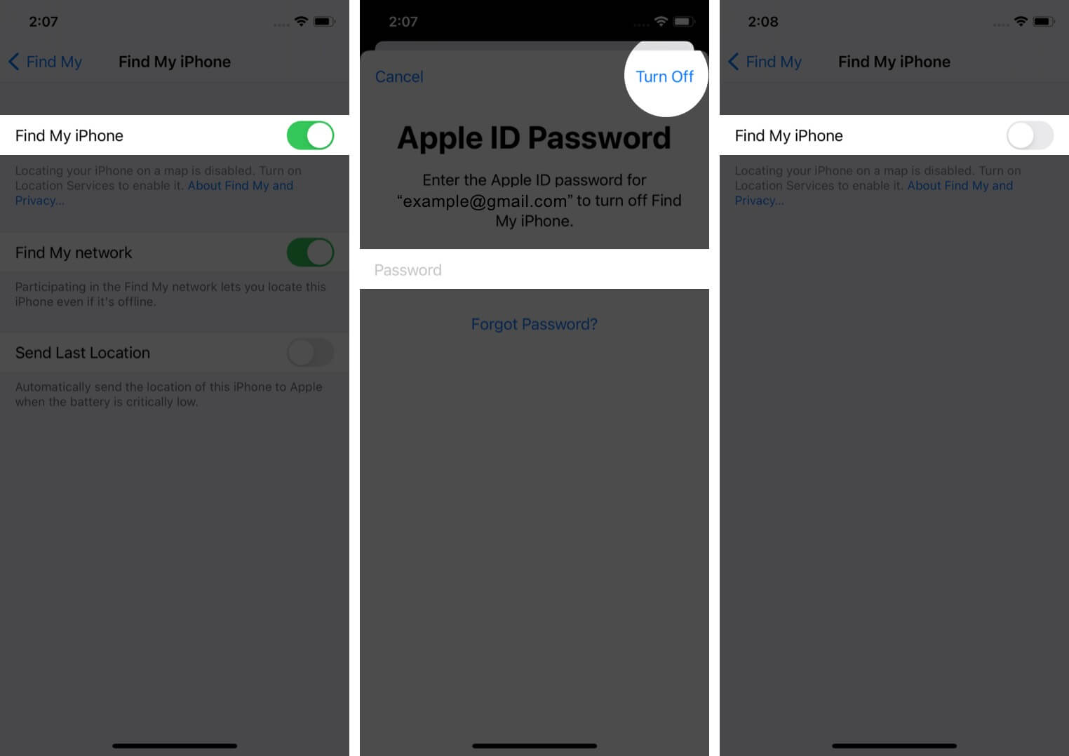 Turn Off Find My iPhone