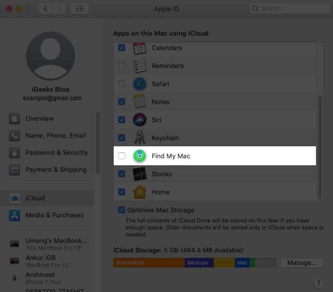 Turn Off Find My Mac