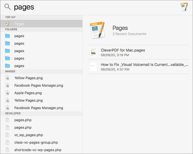 Type App Name to View Recently Used Files in Spotlight Search on Mac
