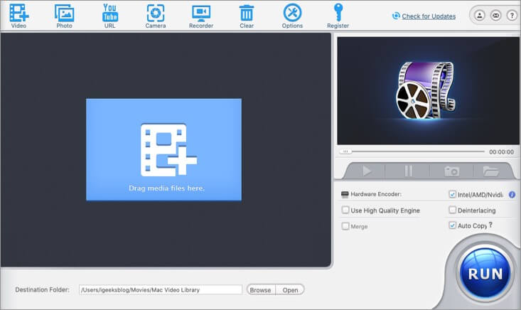 Interface of WinX HD Video Converter Software