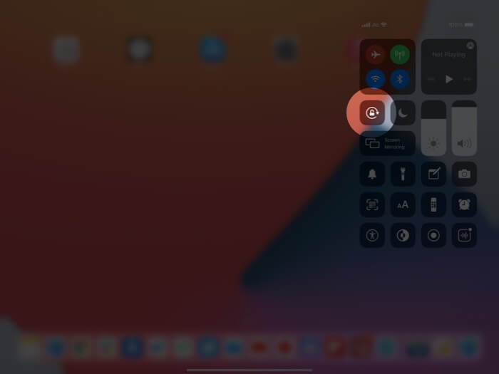 Disable Screen Orientation Lock in Control Center on iPad