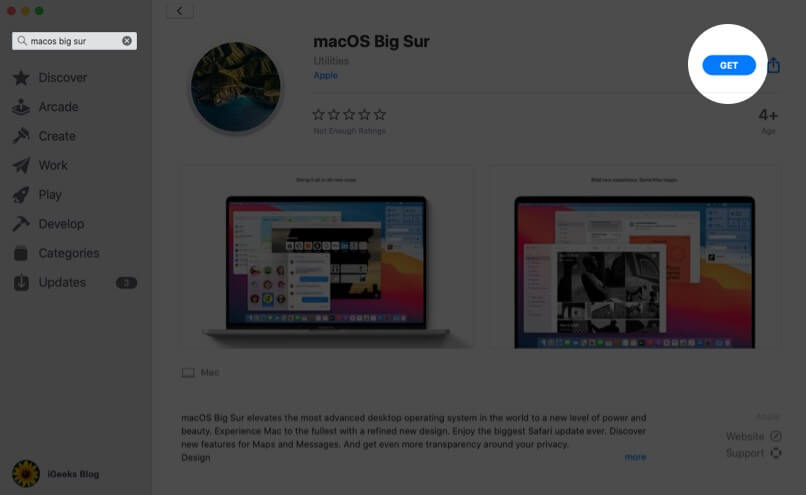 Download macOS Big Sur from Mac App Store