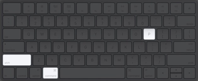 Press Command Shift P in Mac Keyboard