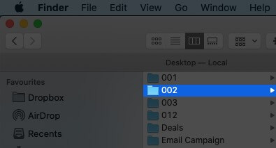 Select Folder in Finder on Mac