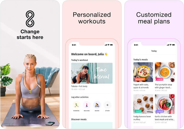 8fit Workouts and Meal Planner iPhone and iPad Dieting App Screenshot