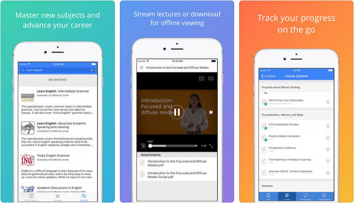 Coursera Top online courses iPhone and iPad App Screenshot