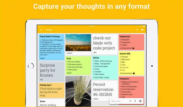 Google Keep iPad Note Taking App Screenshot